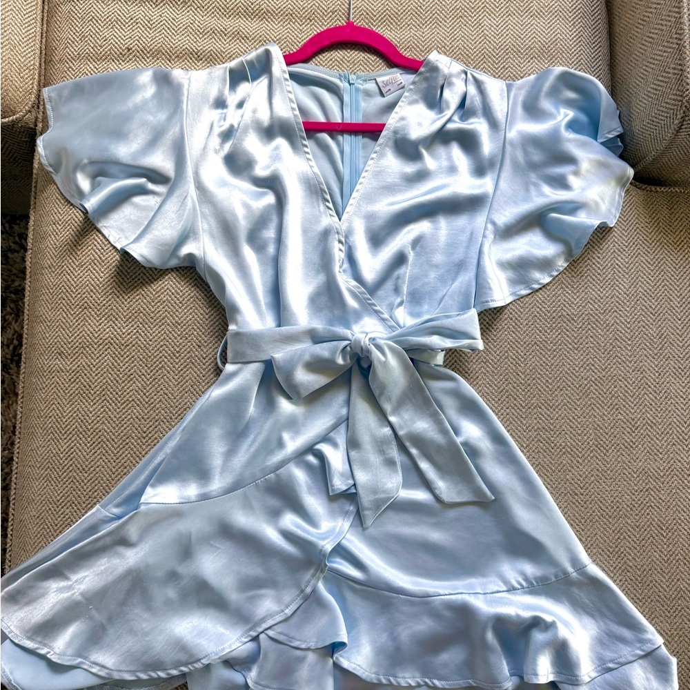 Selfie Leslie Sky Blue Satin Dress